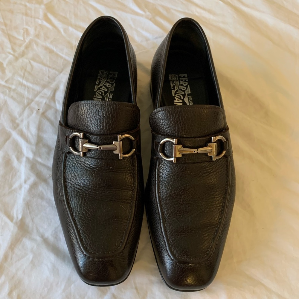 Brown leather Ferragamo men’s loafers size 10 2E